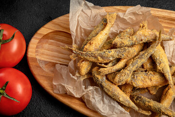 fried red mullet deep-fried red mullet with sauce and lemon beer snack