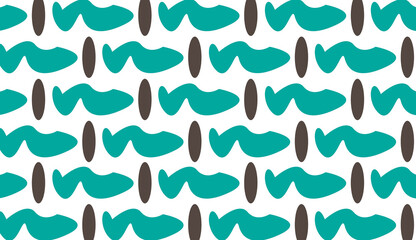 Seamless pattern with blue and brown motifs on white background