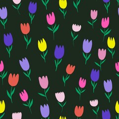 Fototapeta na wymiar seamless pattern with tulips