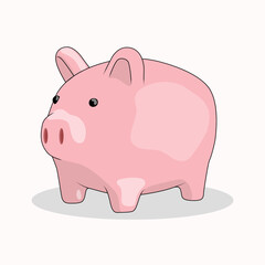Pink Piggy Bank on white background,vector illustration.