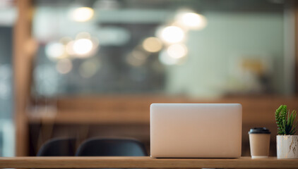 Contemporary business workspace, Workspace laptop computer on office desk.