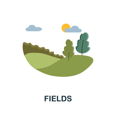 Fototapeta premium Fields flat icon. Colored element sign from nature collection. Flat Fields icon sign for web design, infographics and more.