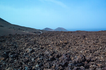 Volcanic landscape of Timanfaya National Park on island Lanzarote