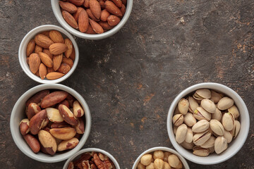 Assorted nuts on a dark background