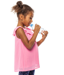 Young little girl on white isolated background