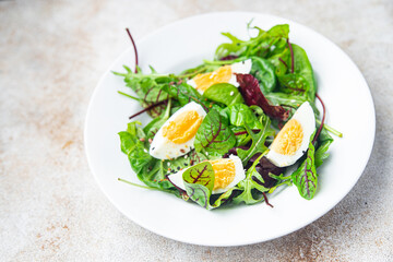 egg  salad green leaves mix fresh portion dietary healthy meal food snack on the table copy space food background 