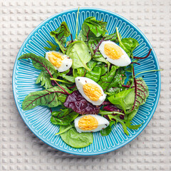 egg  salad green leaves mix fresh portion dietary healthy meal food snack on the table copy space food background 