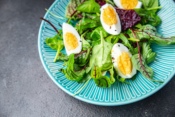 egg  salad green leaves mix fresh portion dietary healthy meal food snack on the table copy space food background 