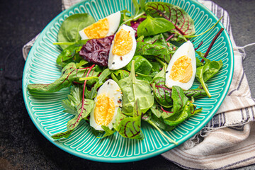 egg  salad green leaves mix fresh portion dietary healthy meal food snack on the table copy space food background 