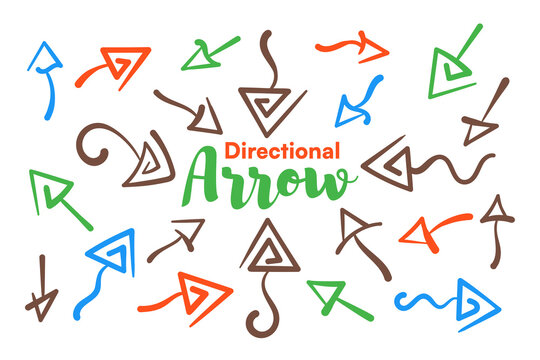 Directional Arrow With Lots Of Colors. Beautiful Fancy Vector Arrow Objects Illustration Ideas.