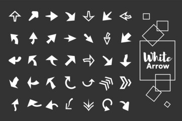 White arrow collection vector for content marketing, presentation, navigation.