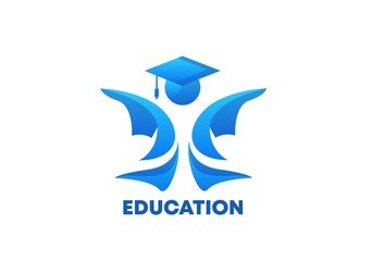 Obraz premium logo design of student child or people template in creative shape isolate vector illustration. use for any business education like school, college, university, training center.