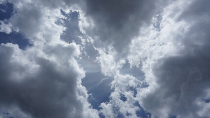 The beautiful summer sky view with the white clouds and blue sky in the sky