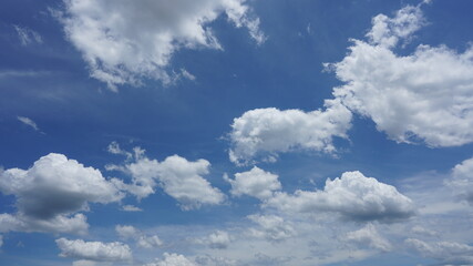 The beautiful summer sky view with the white clouds and blue sky in the sky