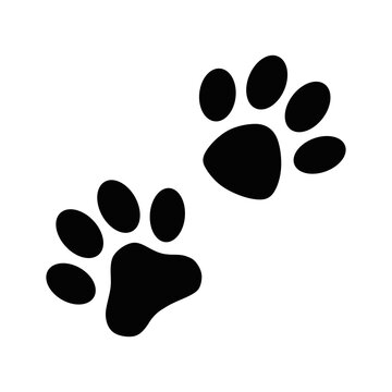 Paw icons set. paw print sign and symbol. dog or cat paw