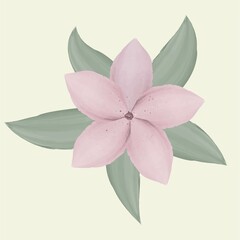 watercolor flower with leaves