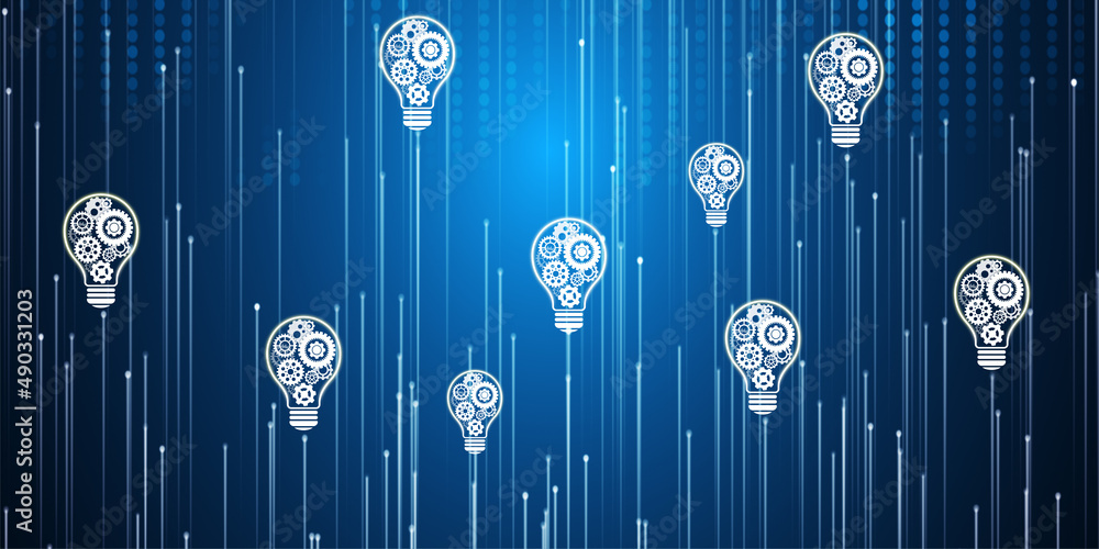Aufkleber creative and innovation inspiration. business bright idea concept. copy space. lightbulb low poly de