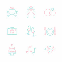 Collection of wedding icons. Vector isolated elements on a white background.
