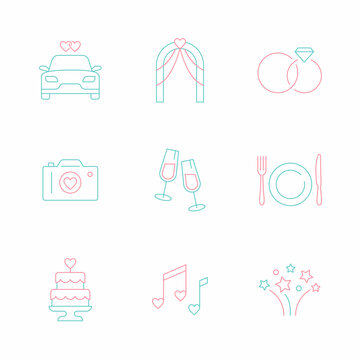 Collection of wedding icons. Vector isolated elements on a white background.