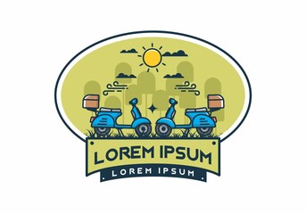 a couple of scooter flat illustration