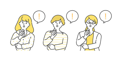 手を添えて閃く女性　アバターセット