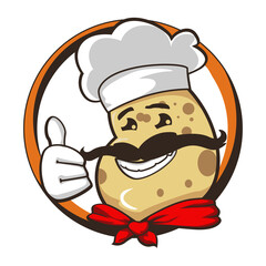 vector illustration cartoon potato chef
