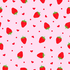 red strawberry seamless pattern. love strawberry pattern. good for fashion, fabric, background, backdrop, wallpaper, etc.