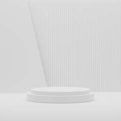 white cylinder display abstract minimal geometric podium product package mock up presentation show cosmetic stage pedestal platform studio background. 3d rendering.