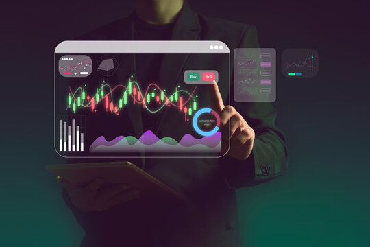 young investor or business man with graphic global network connection and graph chart of stock market investment trading
