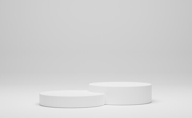 white cylinder display abstract minimal geometric podium product package mock up presentation show cosmetic stage pedestal platform studio background. 3d rendering.