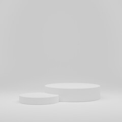 white cylinder display abstract minimal geometric podium product package mock up presentation show cosmetic stage pedestal platform studio background. 3d rendering.