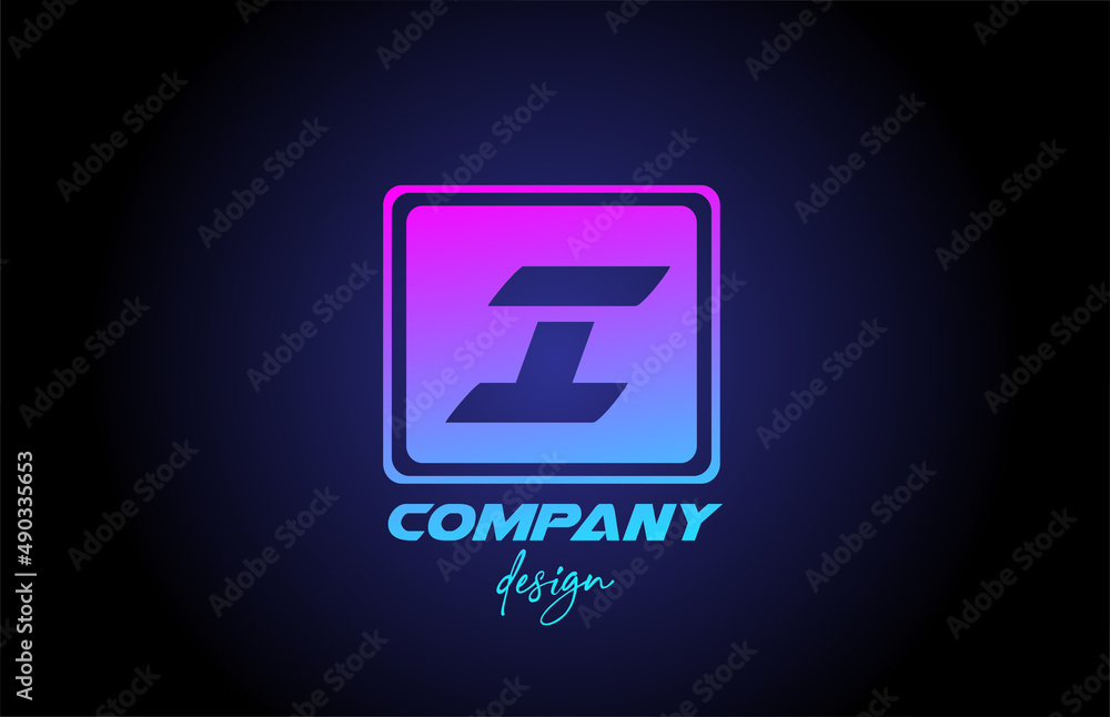 Wall mural k pink blue alphabet letter logo icon with square design. creative template for company and business