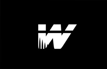 W black and white alphabet letter logo icon with spikes design. Creative template for company and business