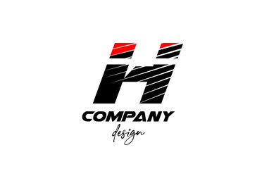 black and red H alphabet letter logo icon. Creative design for company and business with sliced bold style