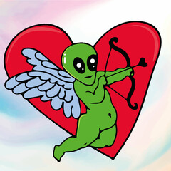illustration of alien cupid Vector