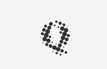 Q dotted alphabet letter icon logo design. Creative template for business with dot
