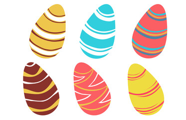 Set of colored hand-drawn Easter eggs