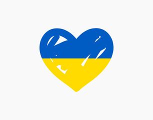 Ukraine flag colors heart shape. Symbol of solidarity with Ukraine during the war with Russia.