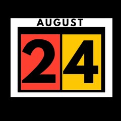 August 24 . colored flat daily calendar icon .date ,day, month .calendar for the month of August , August month