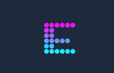 dot E pink blue alphabet letter logo icon design. Creative template for company and business