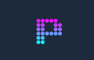 dot P pink blue alphabet letter logo icon design. Creative template for company and business
