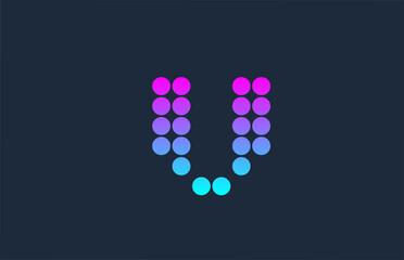 dot V pink blue alphabet letter logo icon design. Creative template for company and business
