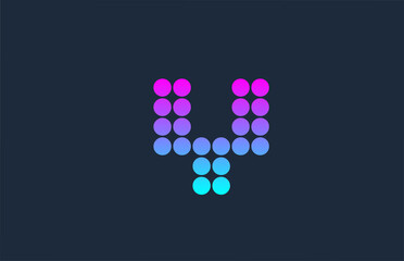 dot Y pink blue alphabet letter logo icon design. Creative template for company and business