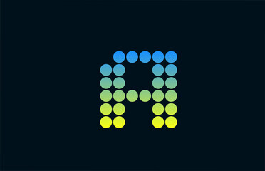dot A green yellow alphabet letter logo icon design. Creative template for business and company