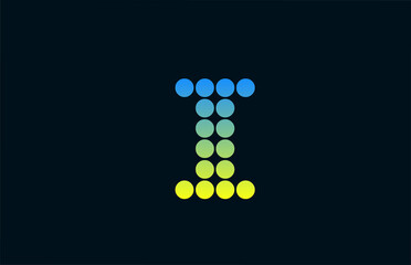 dot I green yellow alphabet letter logo icon design. Creative template for business and company
