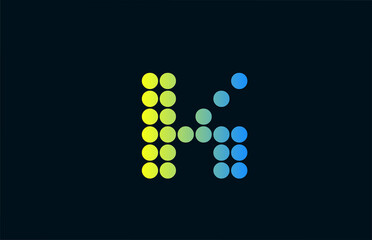 dot K green yellow alphabet letter logo icon design. Creative template for business and company