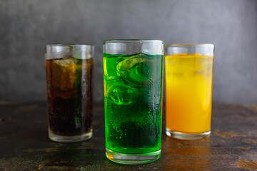 Fototapeta na wymiar Category soft drink in a glass with ice