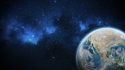 Planeta terra visto do espaço construído no photoshop em composição de camadas digital