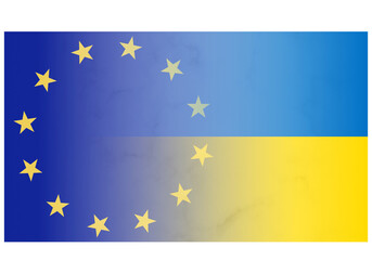 Ukraine und Europa stehen vereint zusammen, ukrainische Flagge