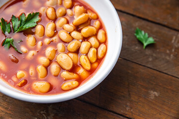bean tomato sauce beans healthy food fresh portion healthy meal diet snack on the table copy space food background 